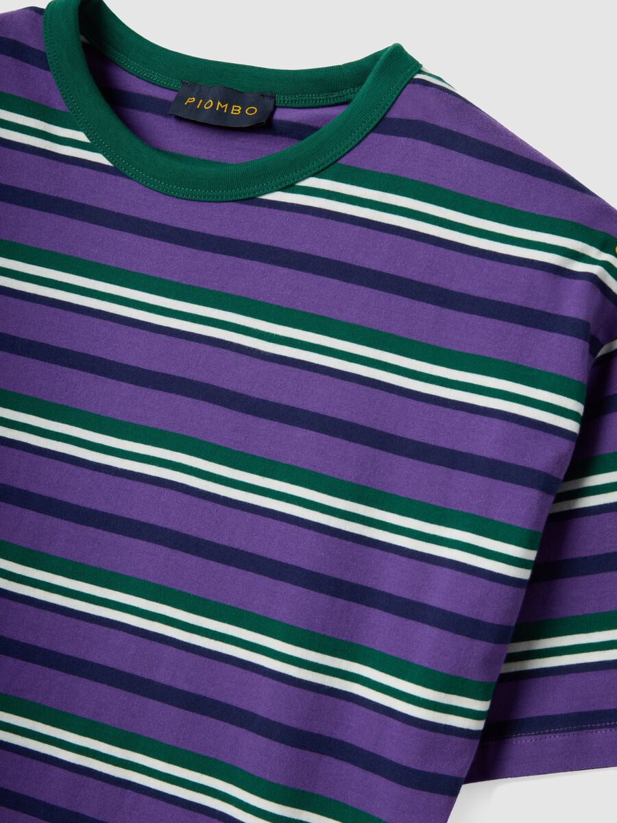 T-shirt in puro cotone a righe multicolor regular fit_5