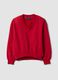 Red cotton-blend V-neck sweatshirt with oversized fit_0