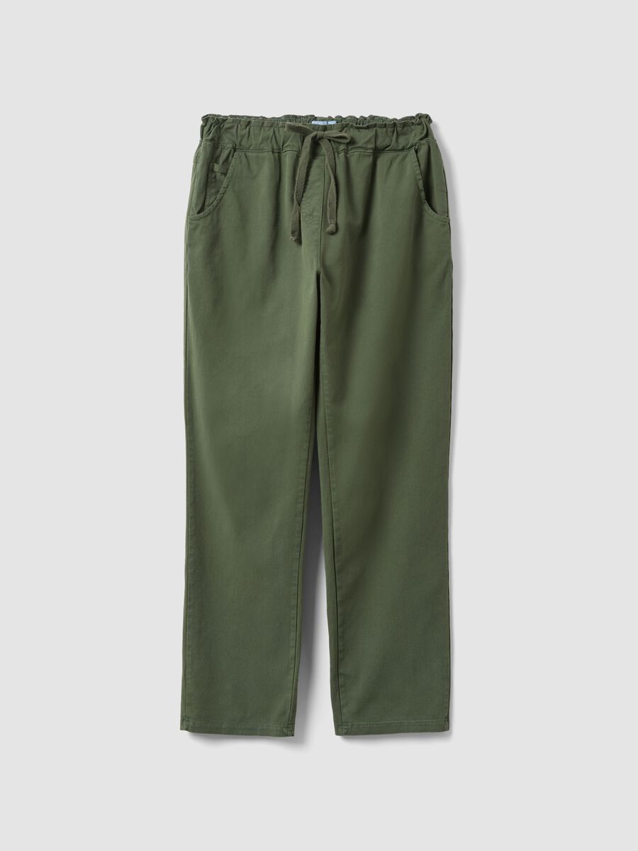 Women's Green Stretch Cotton Regular Fit Trousers_4