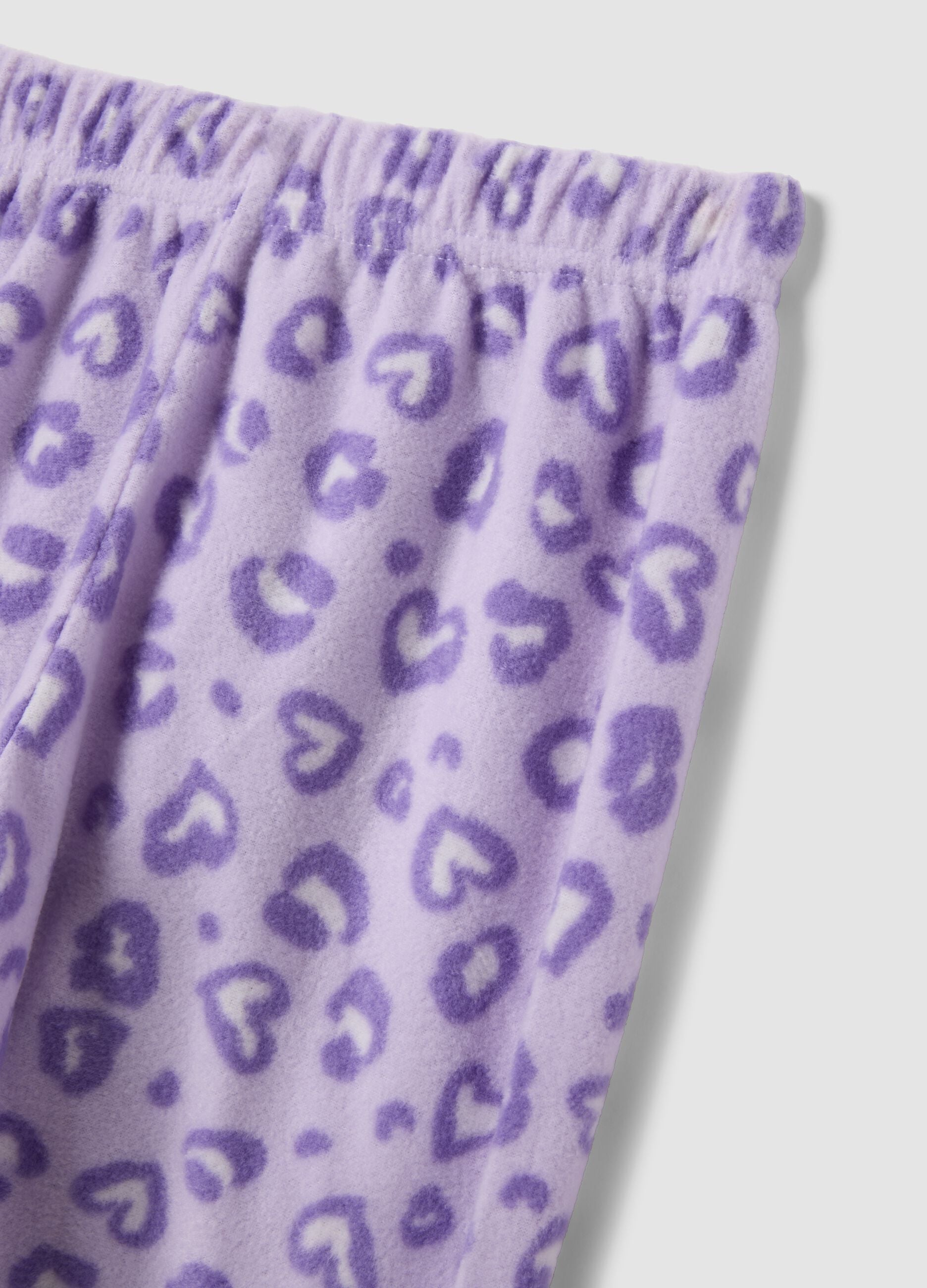 Lilac purple crew-neck pyjamas with teddy bear print