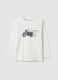 White pure cotton regular fit t-shirt with print_0
