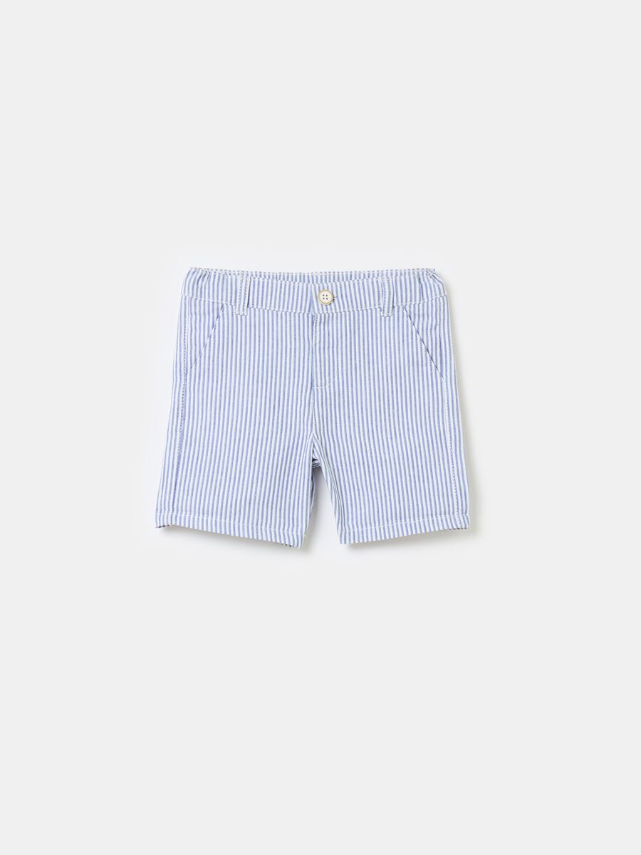 Striped Bermuda shorts in cotton_0