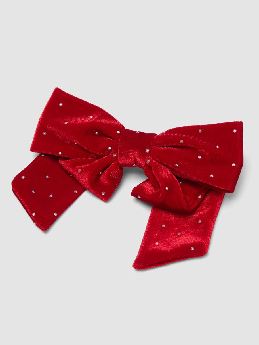 Fiocco rosso con strass per capelli_2