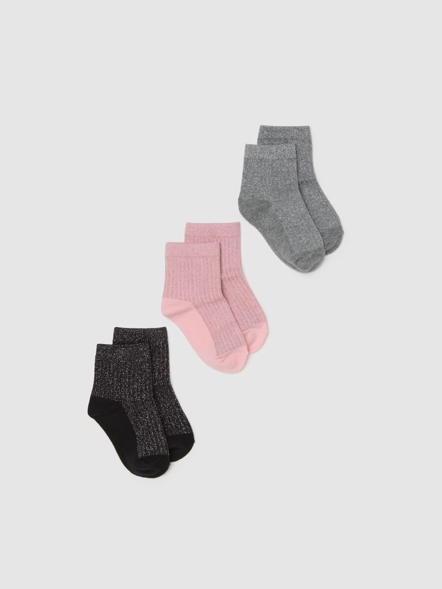 Girl's Multicolour Short Cotton Blend Socks Tripack_0