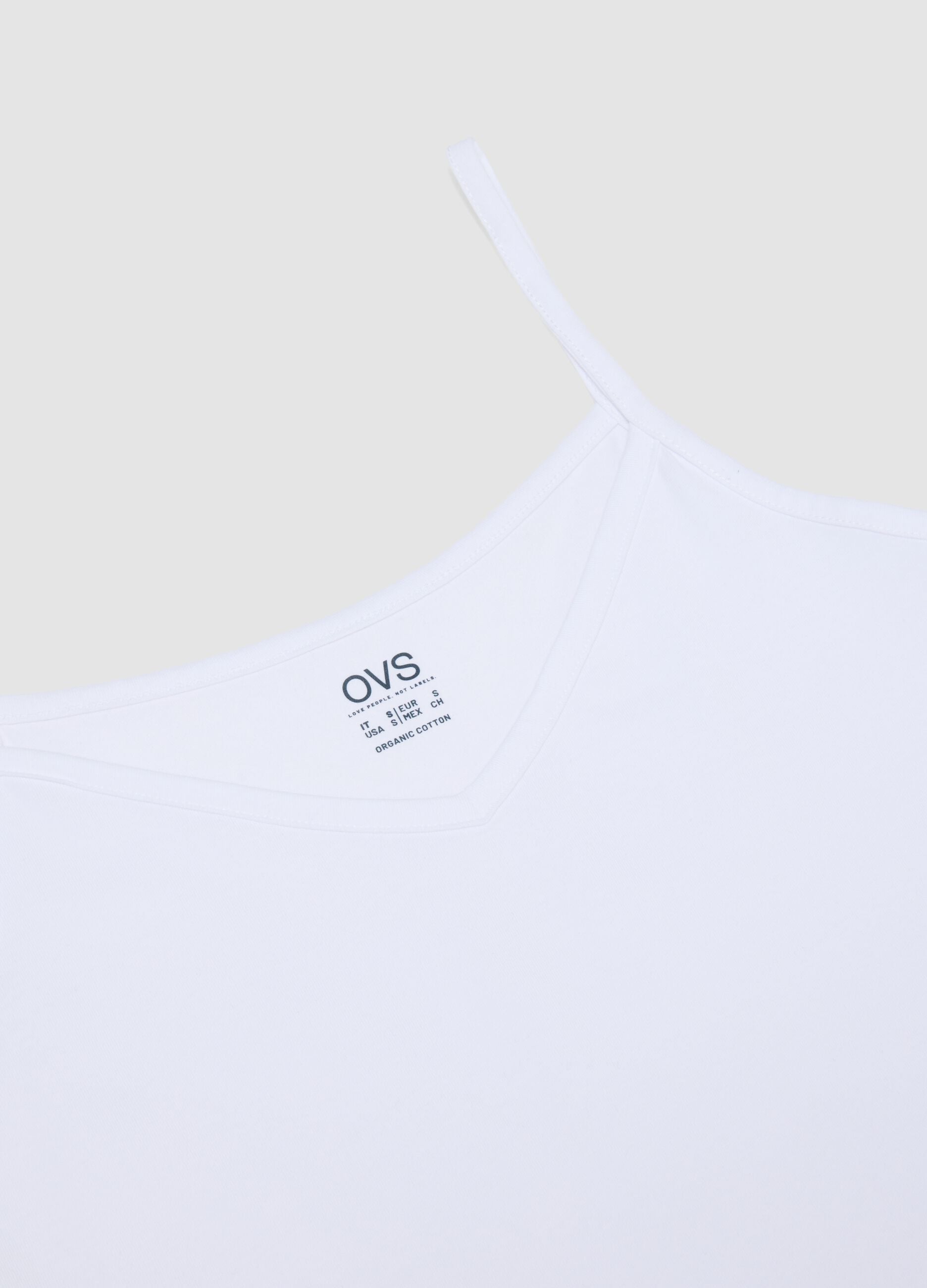 White stretch cotton vest top, regular fit