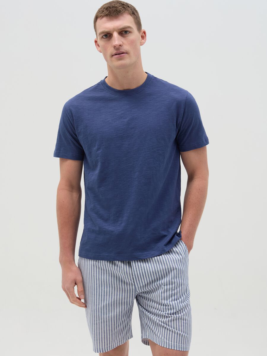 Slub jersey pyjamas with patterned shorts_0