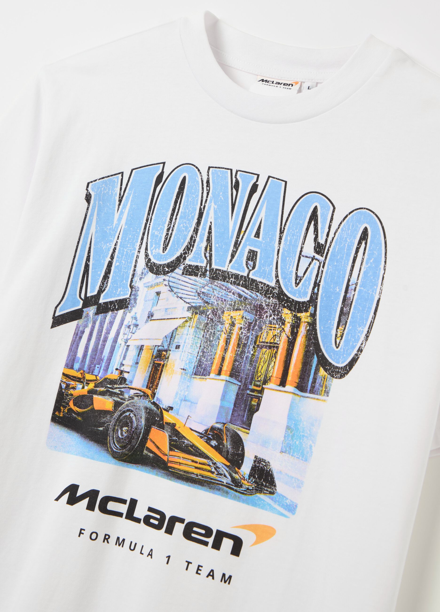 Cotton T-shirt with "Monaco - McLaren" print