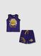 Completo viola in puro cotone con top e shorts per bimbo regular fit_0