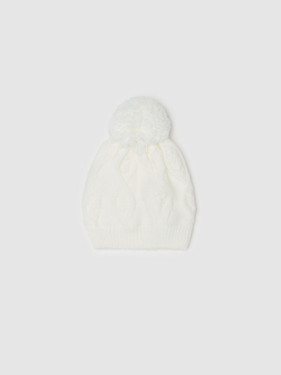 Hat with braided design and pompom_0