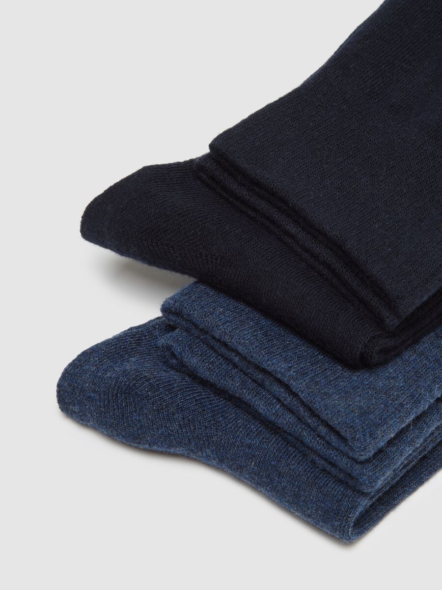 Tripack calze in misto cotone blu elasticizzato_1