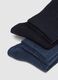 Tripack stretch blue cotton blend socks_1