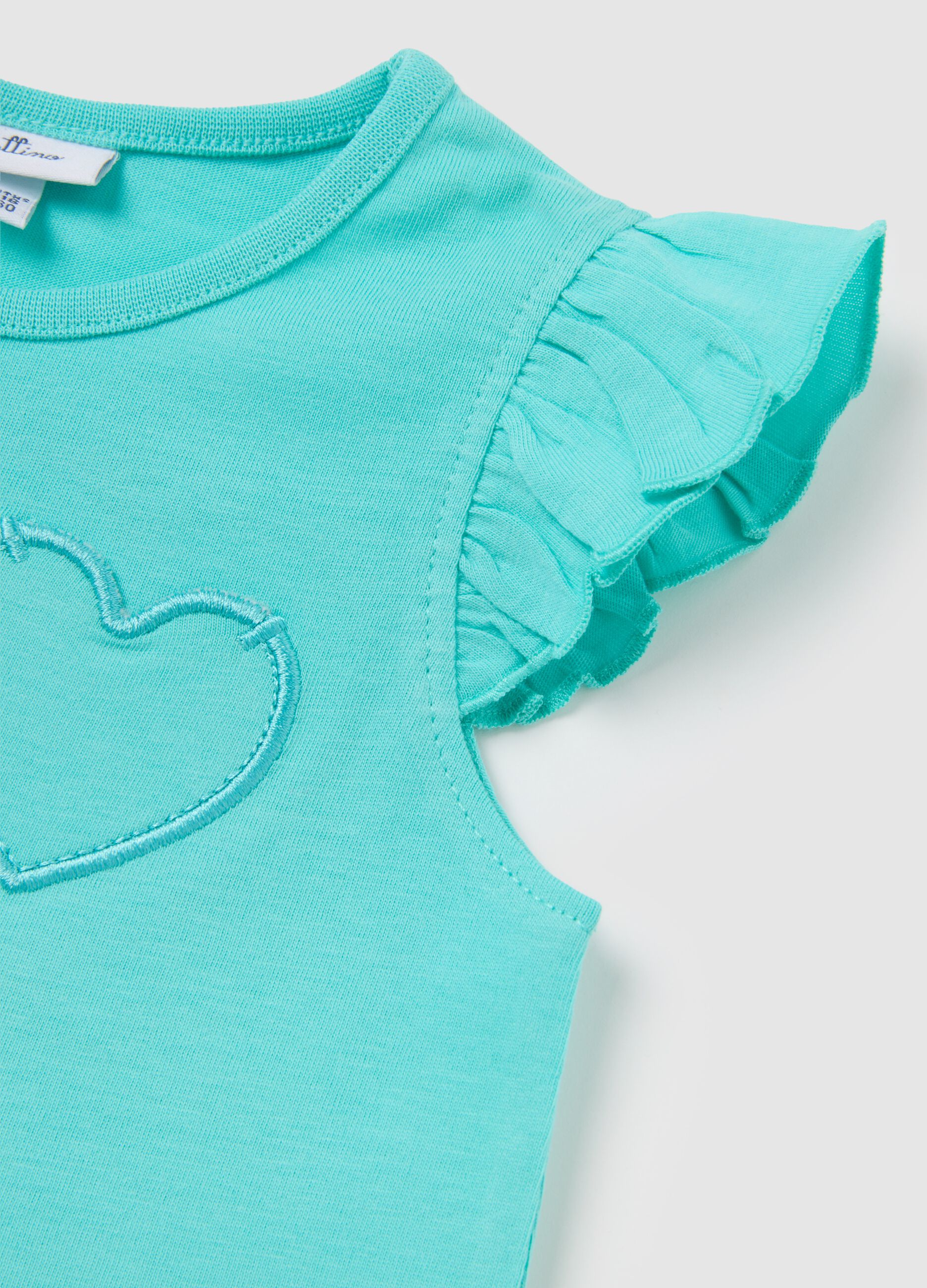 Multicoloured regular fit pure cotton girls' T-shirt with prints
