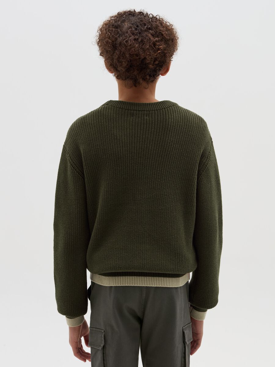 Cotton pullover with jacquard "B" design_2