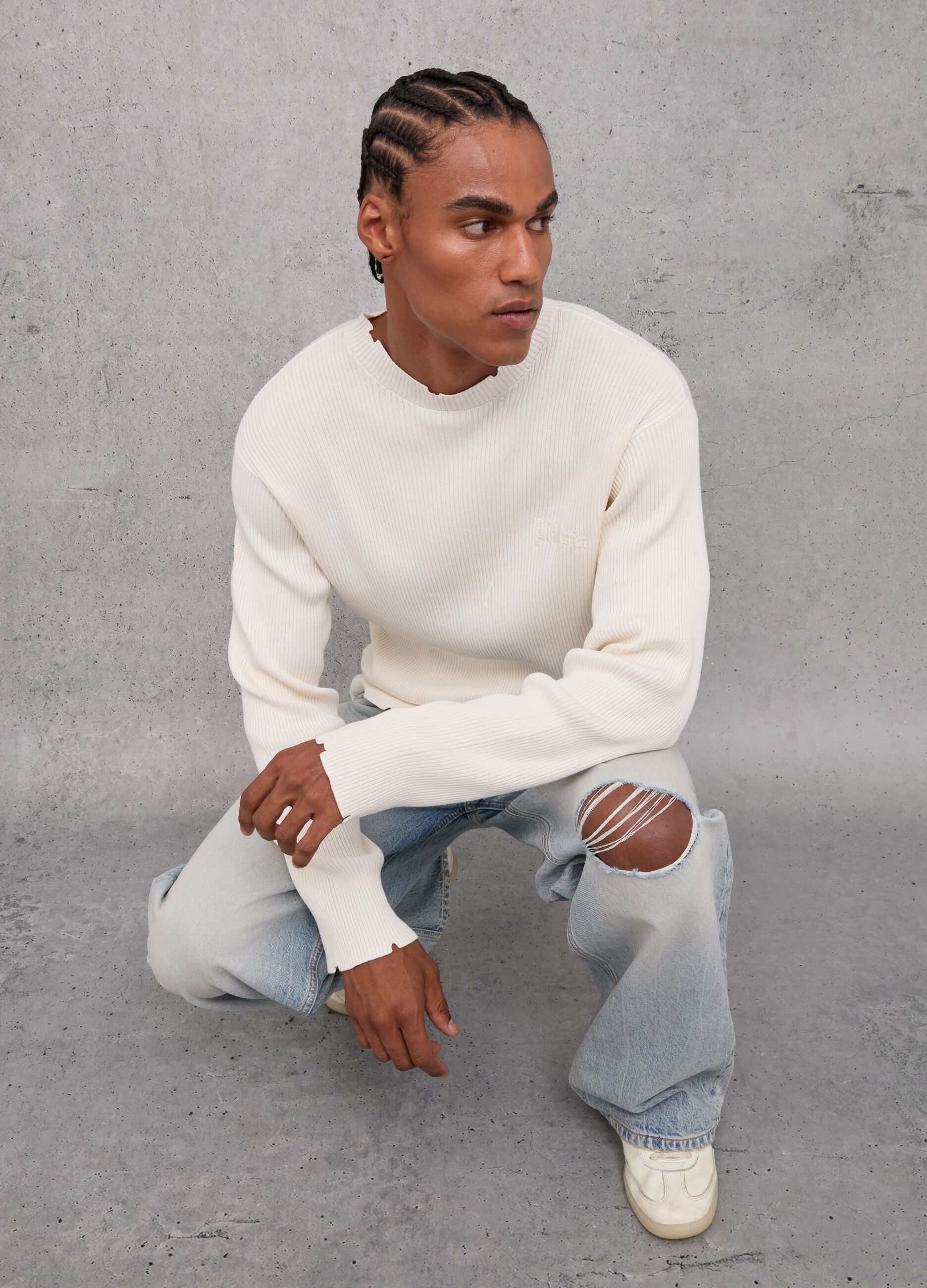 Light Knit Crewneck Vintage White