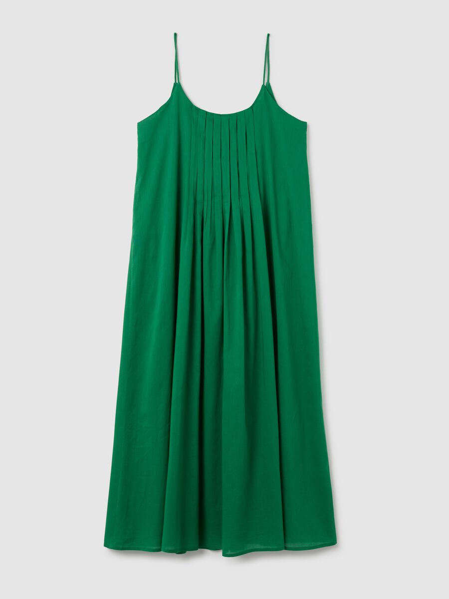 Women's long green pure cotton dress, regular fit_0