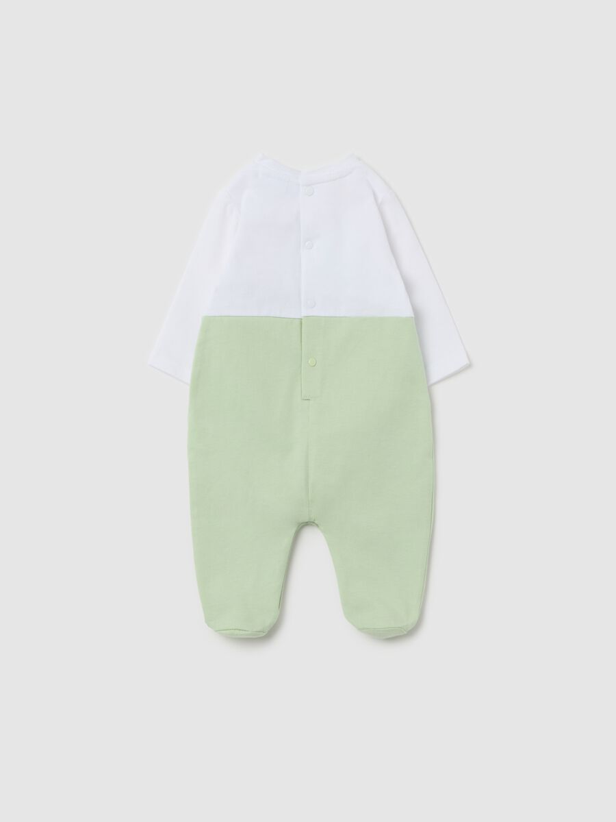 Cotton onesie with feet and frog embroidery_1