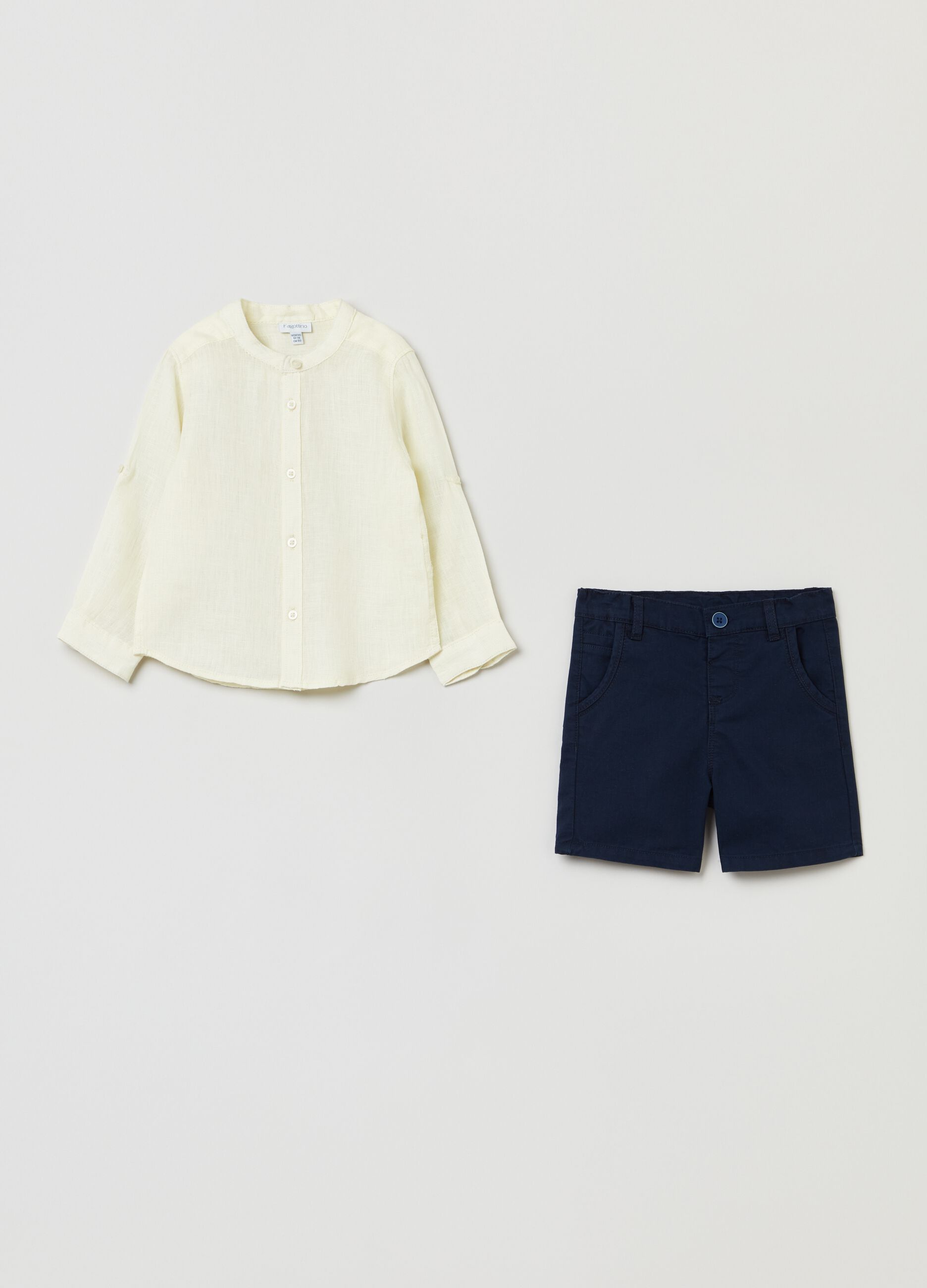 Set consisting of linen shirt and shorts.