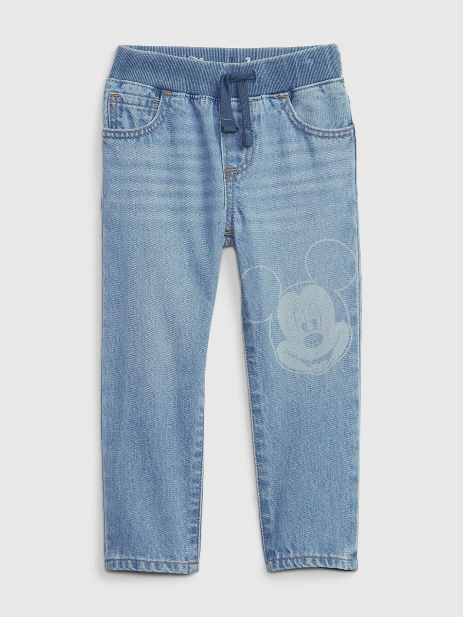 Pull-on jeans with Disney Mickey Mouse print_0