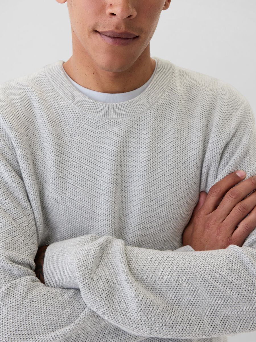 Cotton pullover with waffle weave_3