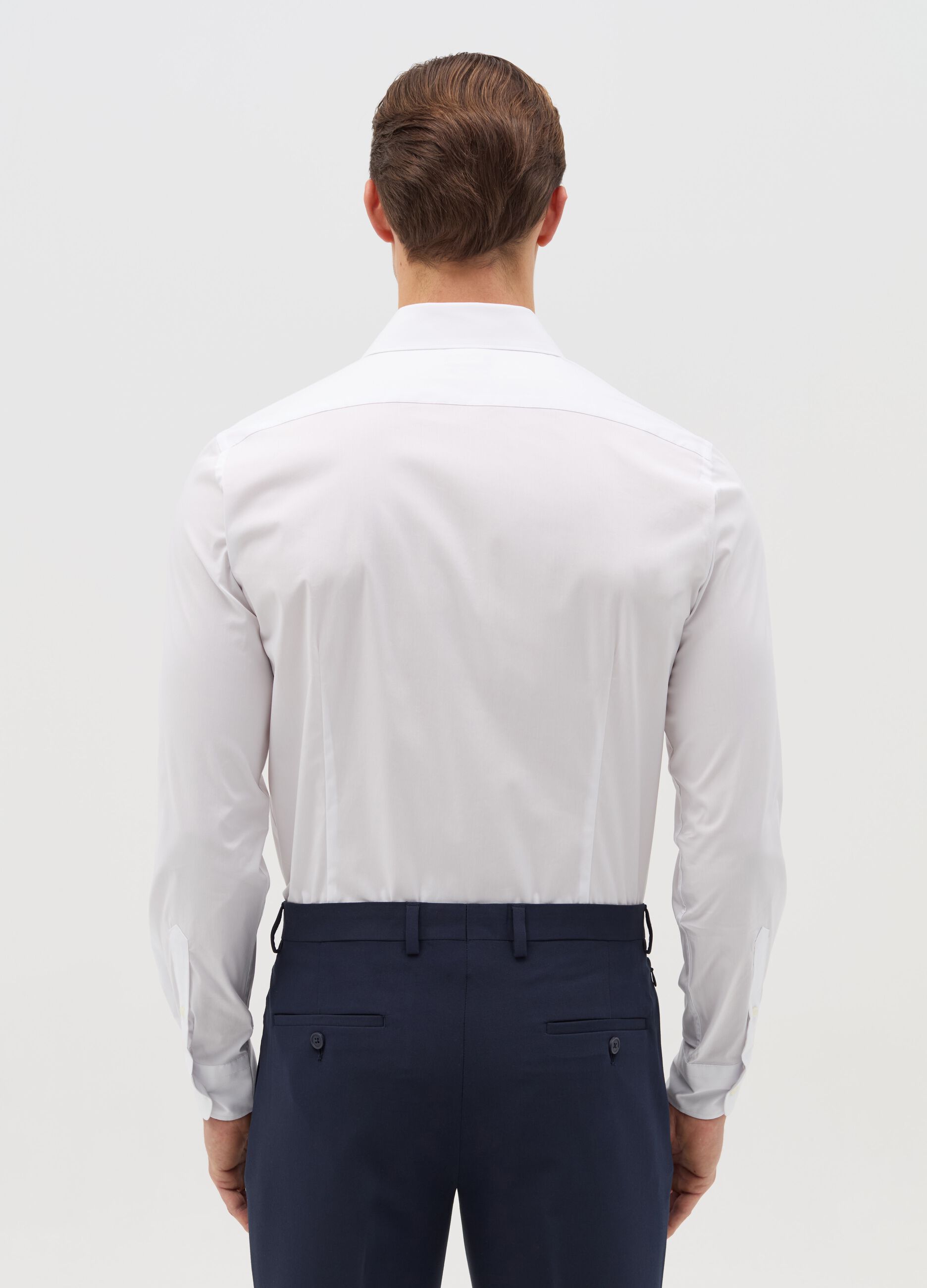 Camicia slim fit stretch tinta unita
