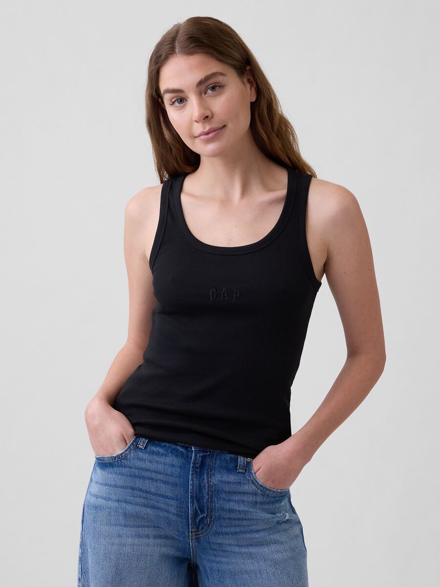 Stretch cotton tank top_0