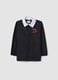 Black school apron with zip and go-kart embroidery for boys_0