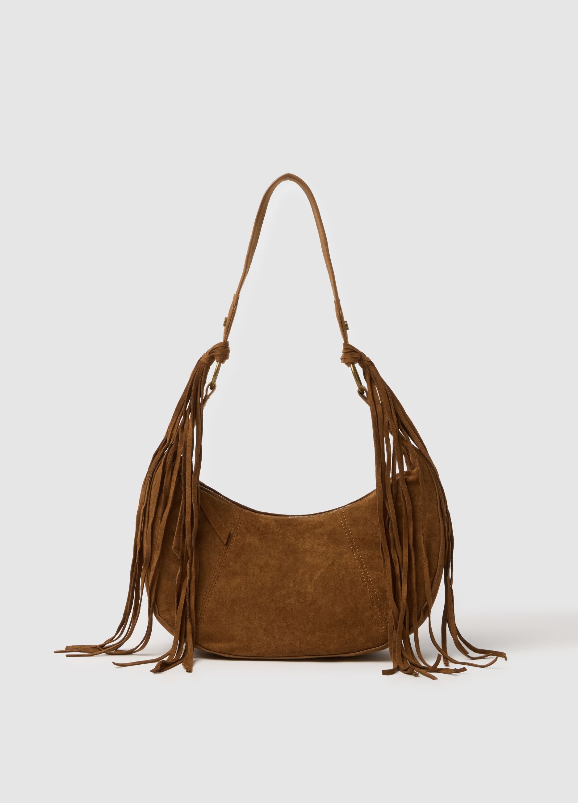 Brown fringe bag