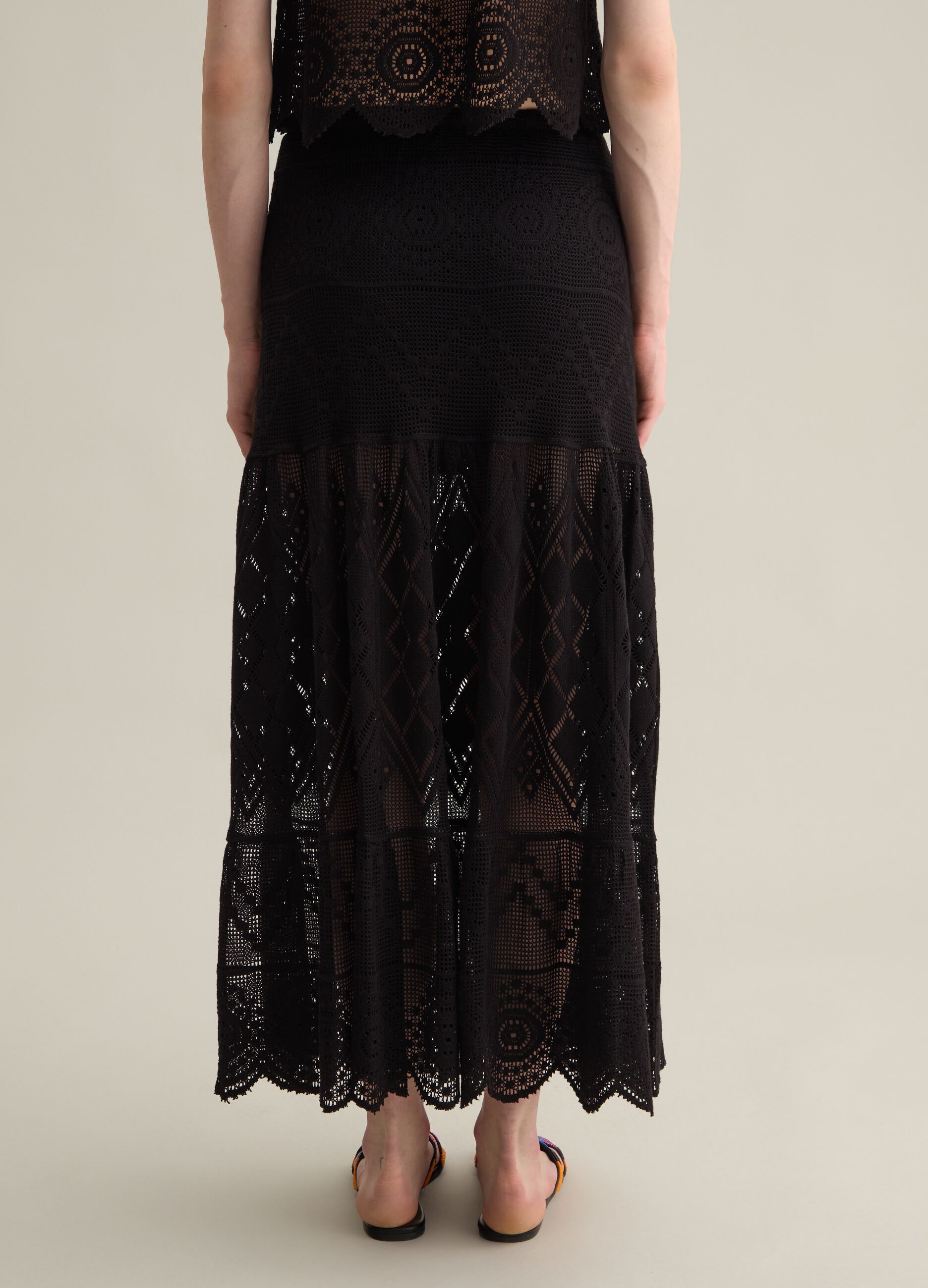 Gonna lunga da donna in misto cotone nero regular fit