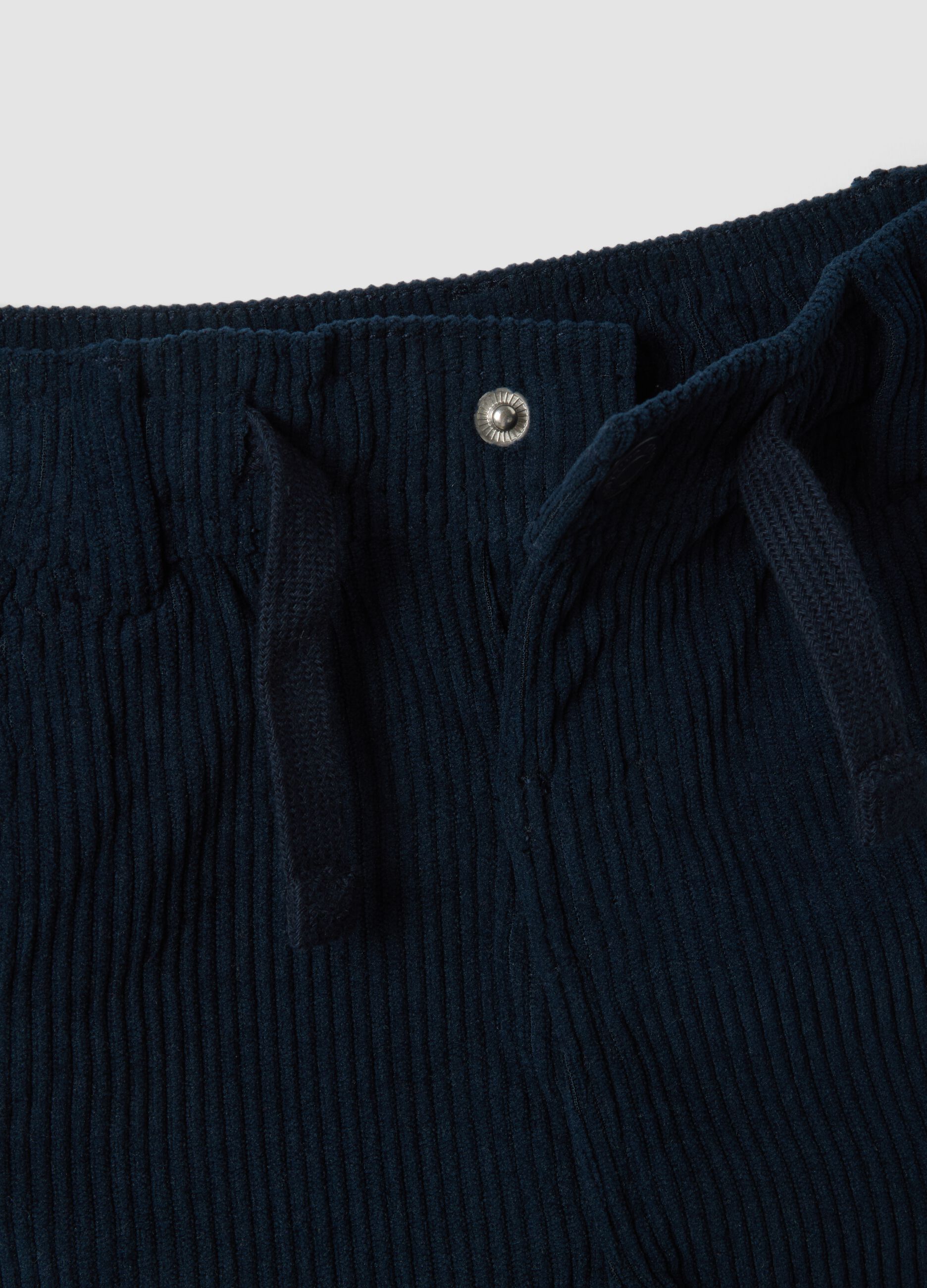 Blue regular-fit chino trousers with elasticated ribbed waistband