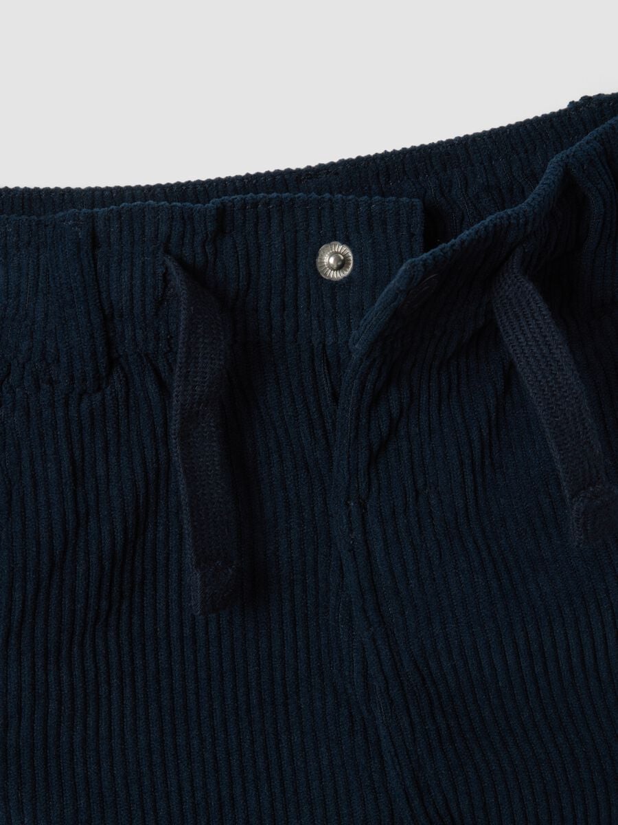 Blue regular-fit chino trousers with elasticated ribbed waistband_3