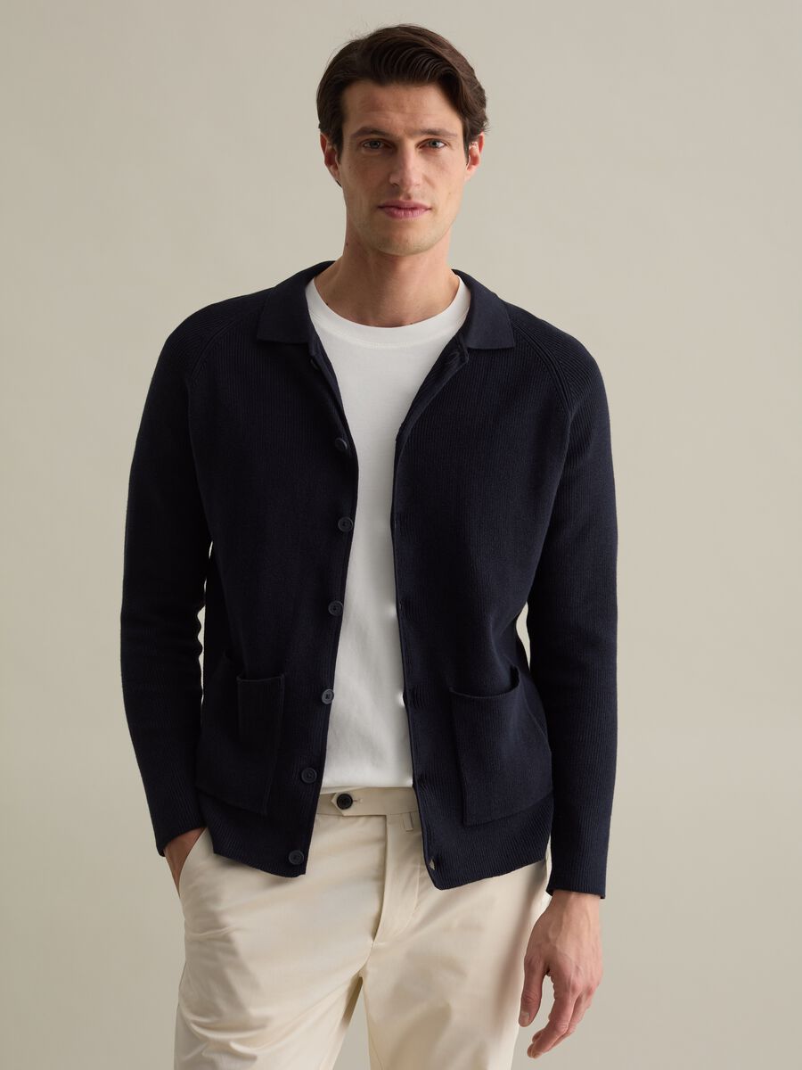 Cotton cardigan with collar_0