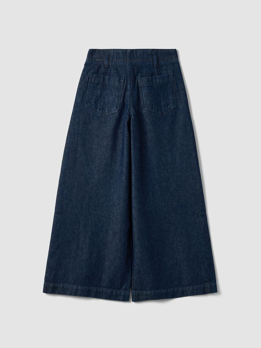 Jeans blu wide leg in puro cotone_5