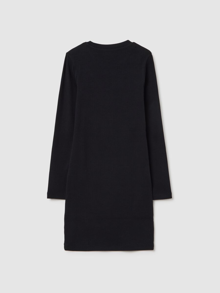 Girls' Stretch Cotton Black Dress Fitted with Heart_1