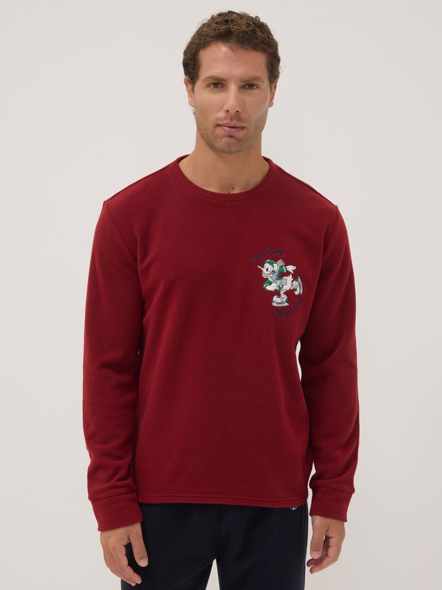 Pigiama rosso girocollo a maniche lunghe con stampa Mickey & Friends_1