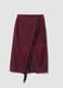 Red genuine leather skirt with fringes_0