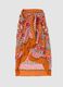 Orange pure cotton pareo with patterned print_0