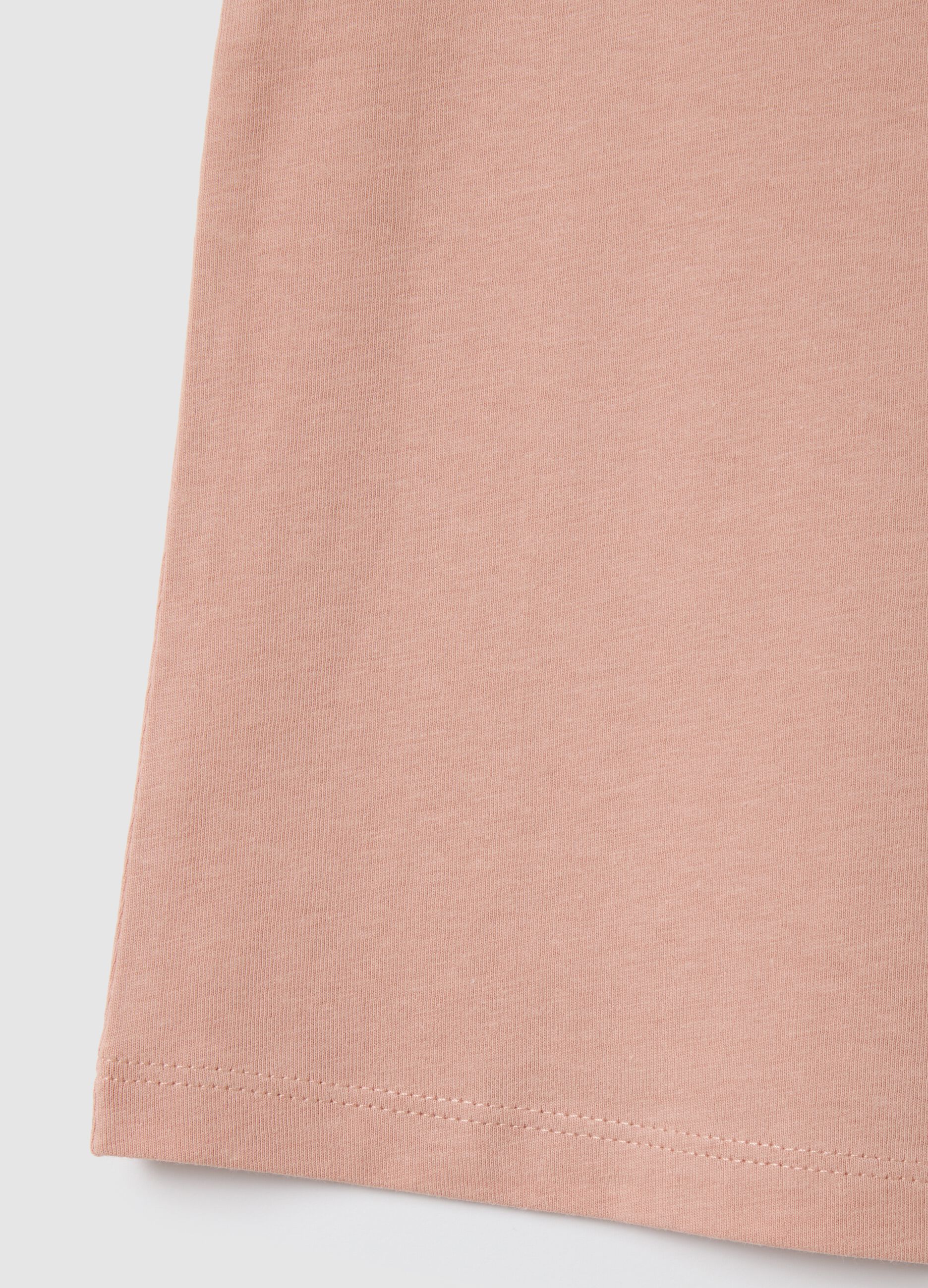 Top da bambina in puro cotone rosa regular fit con volant