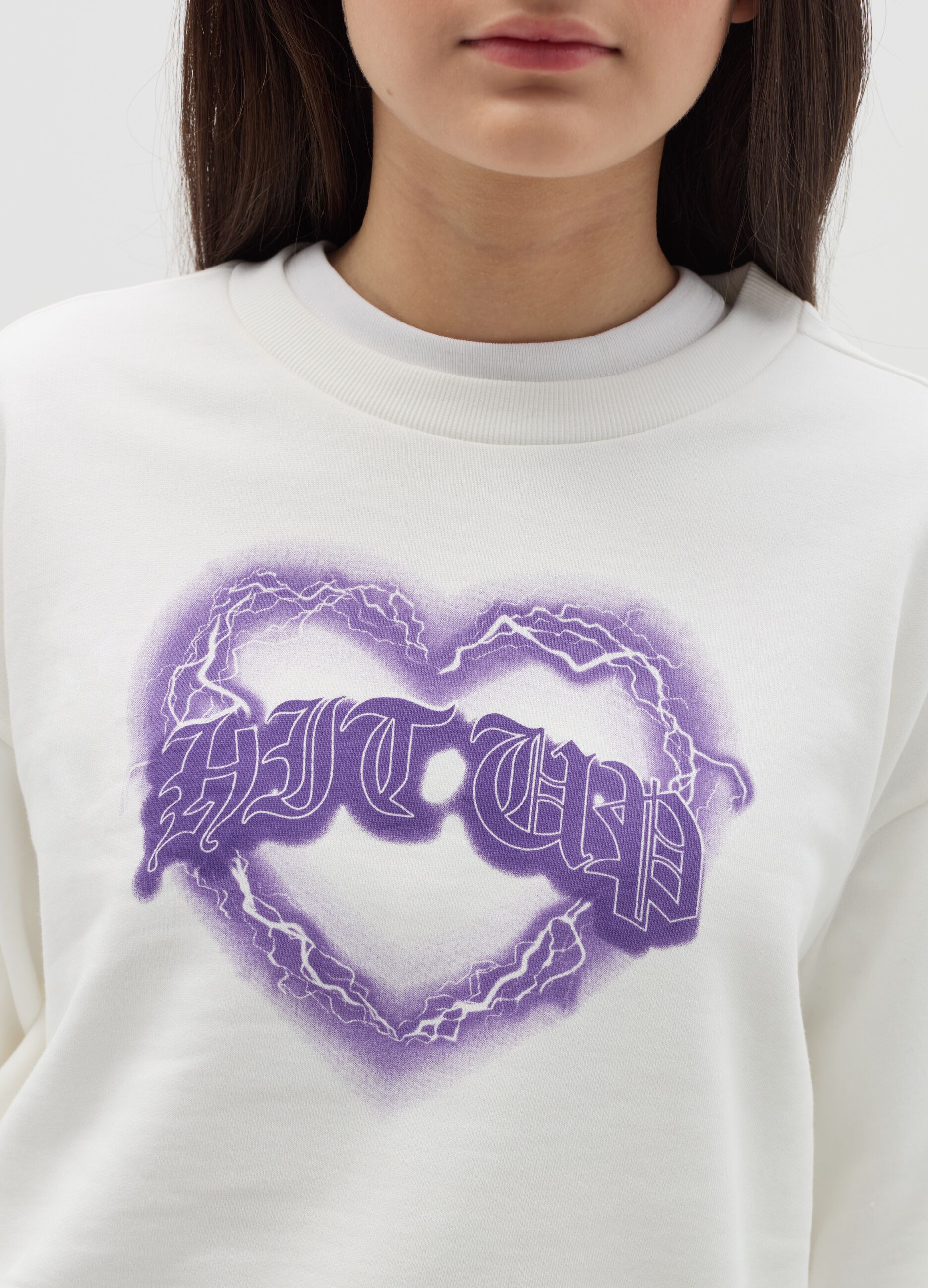 Felpa in cotone con stampa Bianco OVS KIDS da Ragazza OVS