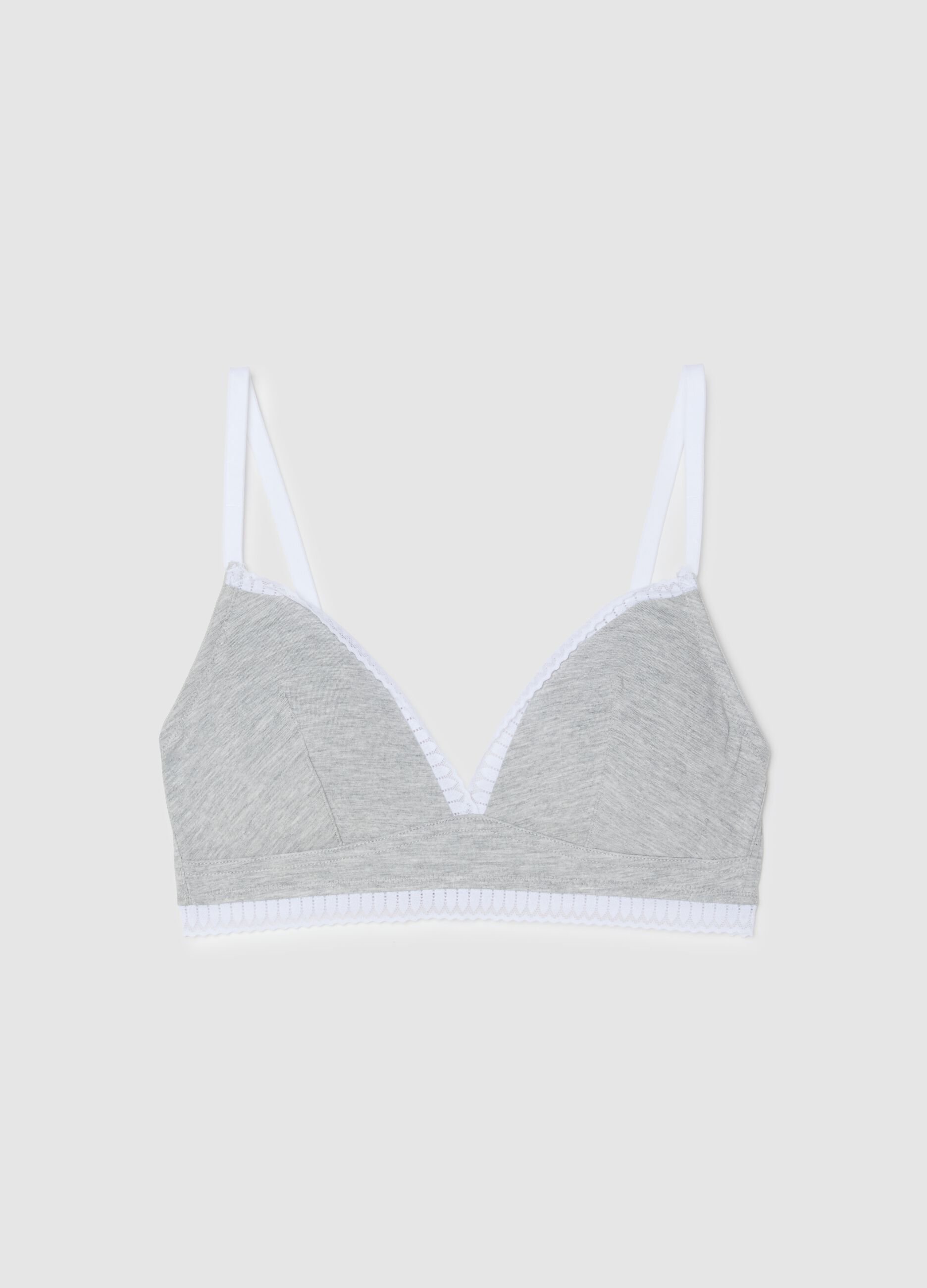 Grey Stretch Cotton Triangle Bra