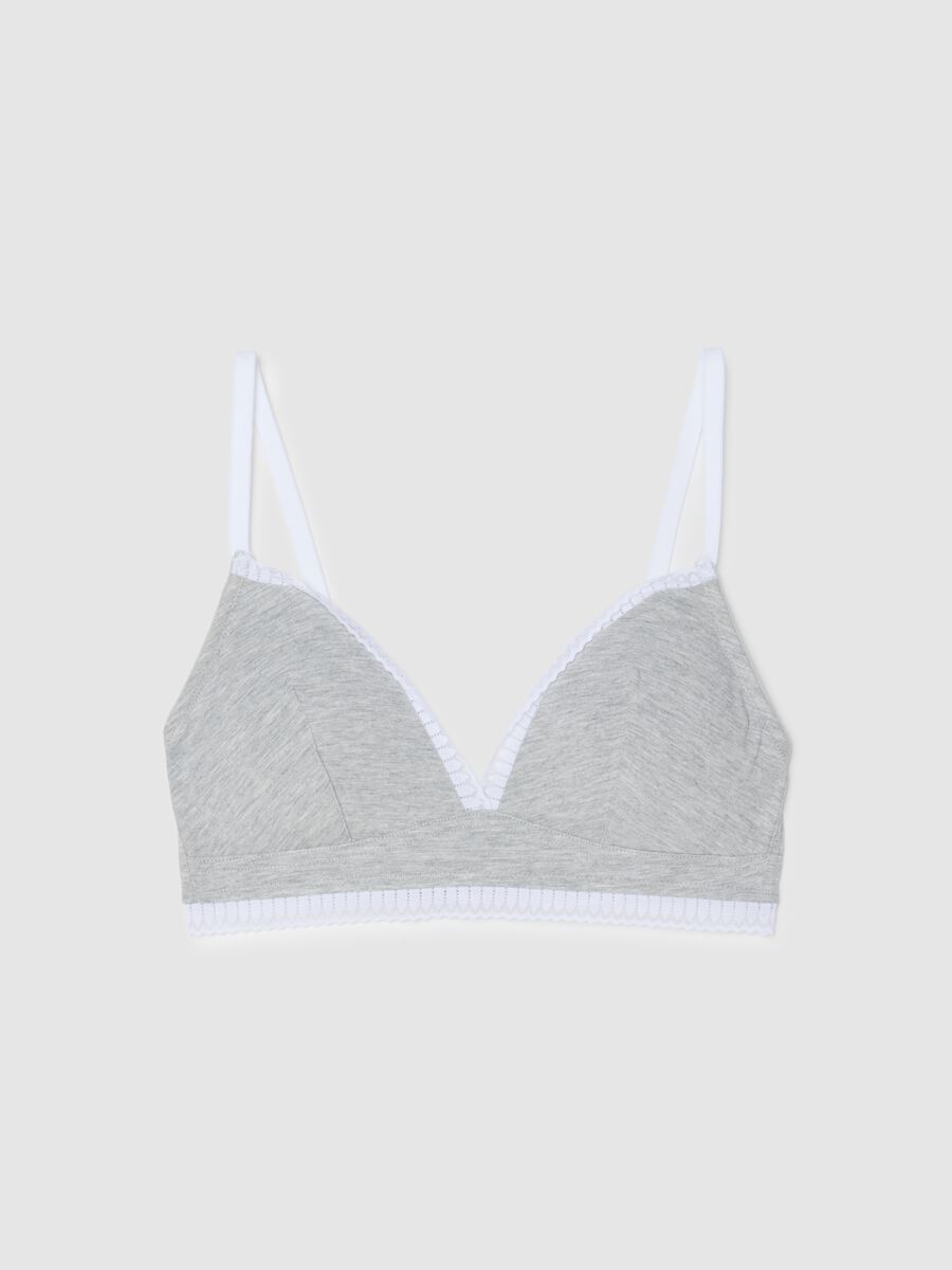 Reggiseno a triangolo in cotone elasticizzato grigio_0