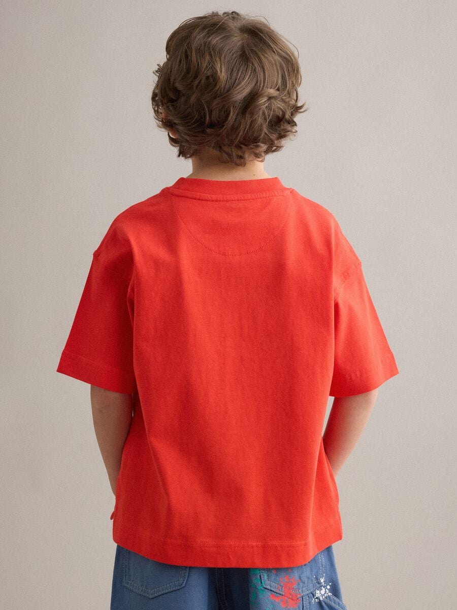 Orange pure cotton oversized fit kids' T-shirt_1