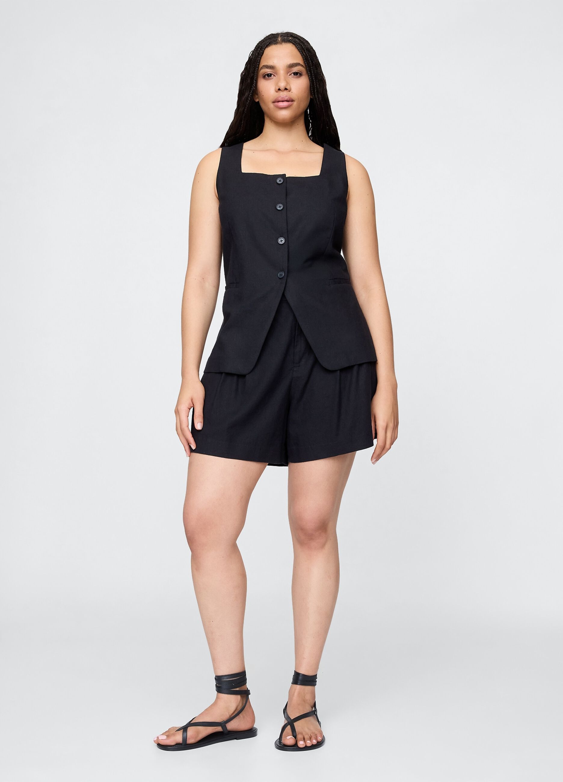 Summer Black Set with Waistcoat and Shorts