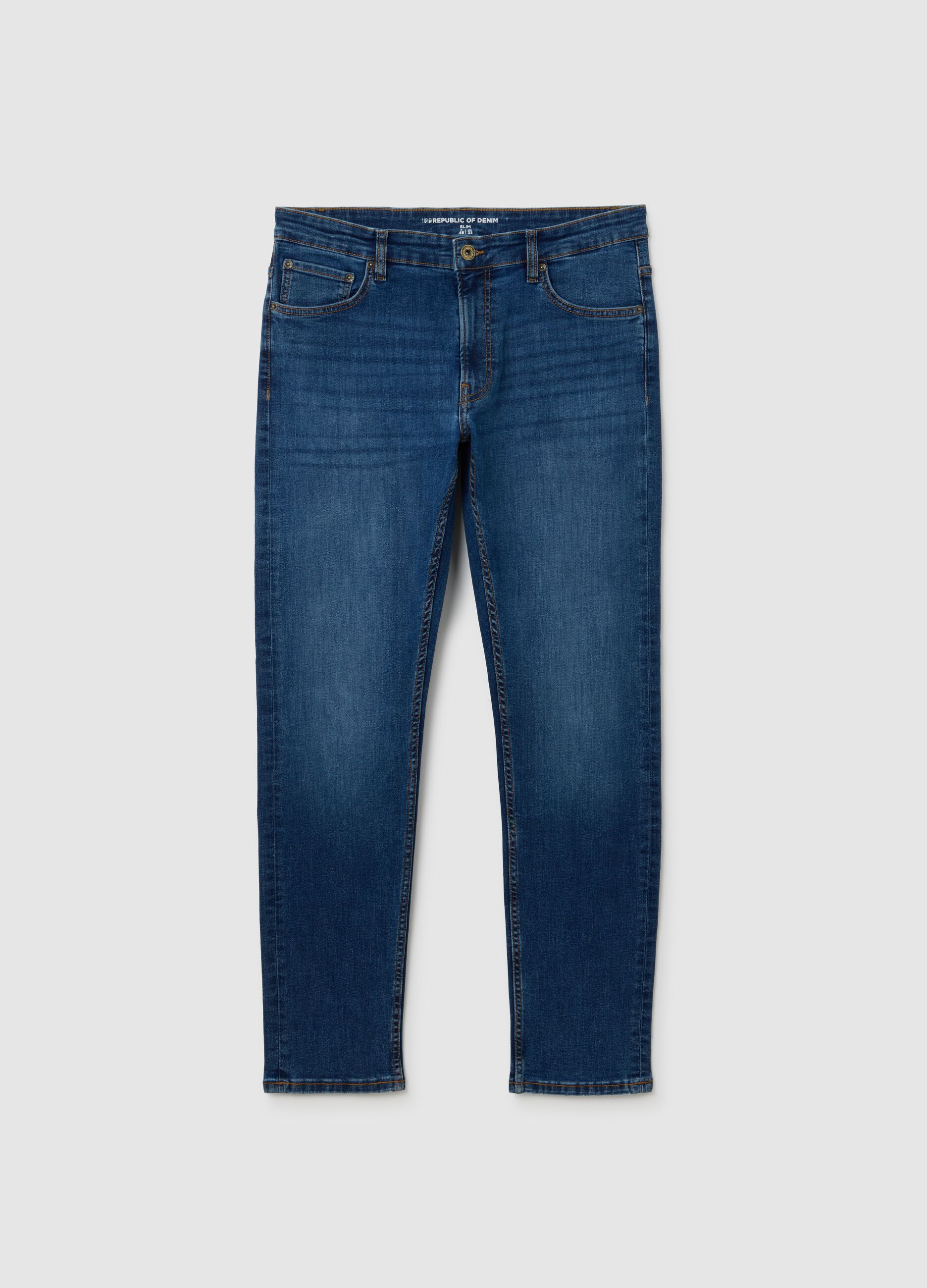 Slim Fit Stretch Cotton Blue Denim Jeans