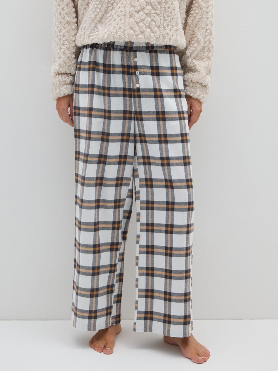 Brown Cotton Blend Pyjama Trousers_1