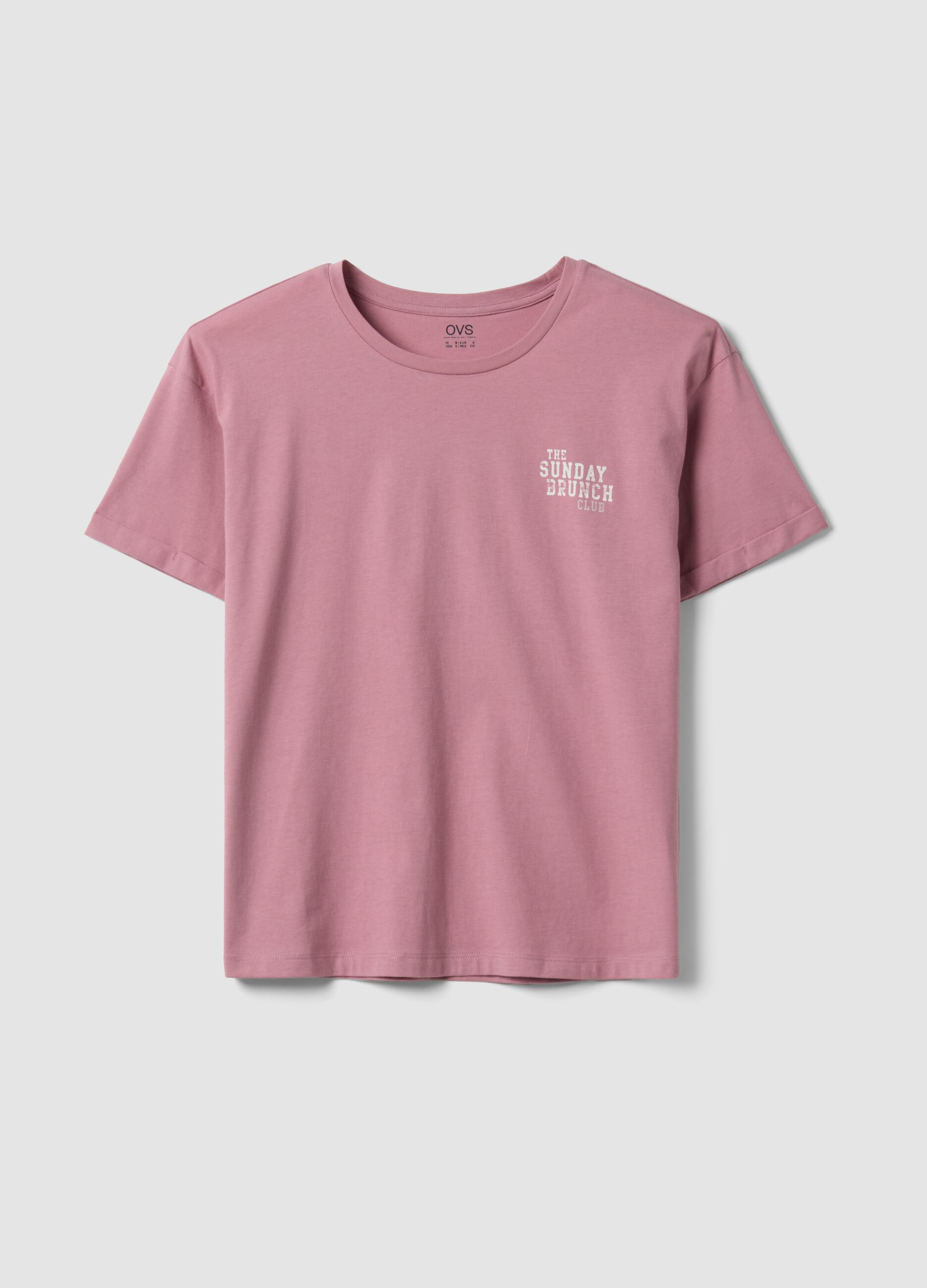Pink organic cotton pyjama T-shirt with front slogan
