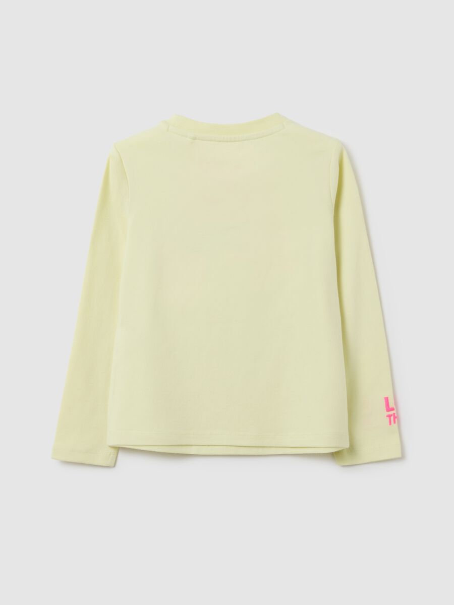 Girls' yellow cotton-blend T-shirt with regular fit print_1