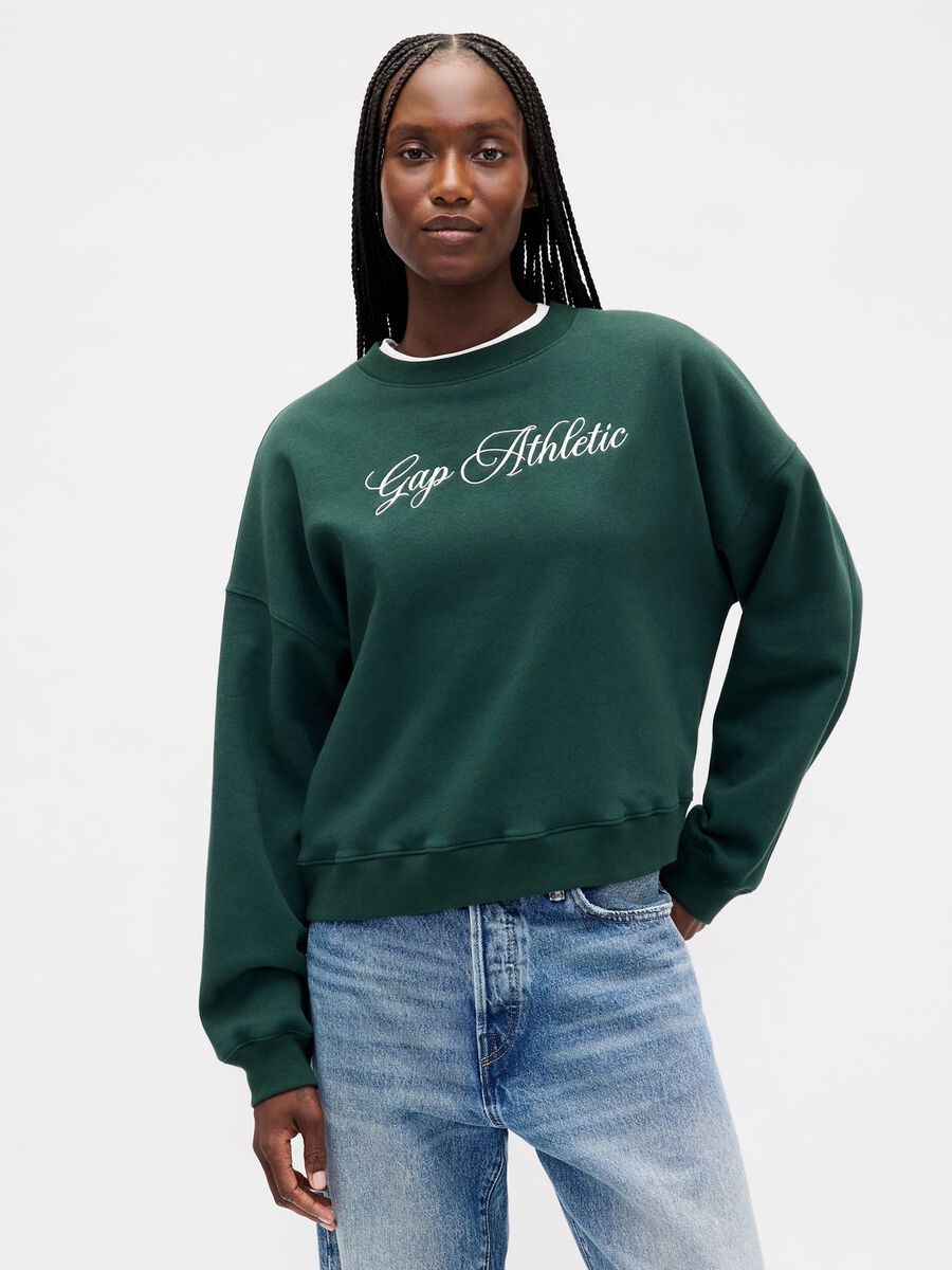 Women's Green Sweatshirt with Print_0