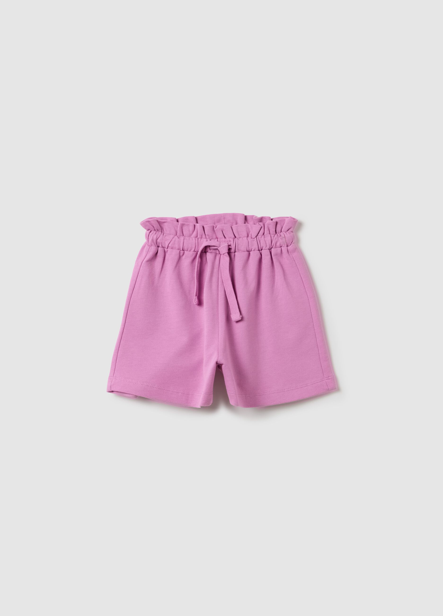 Short da bambina in puro cotone rosa regular fit con cintura elastica