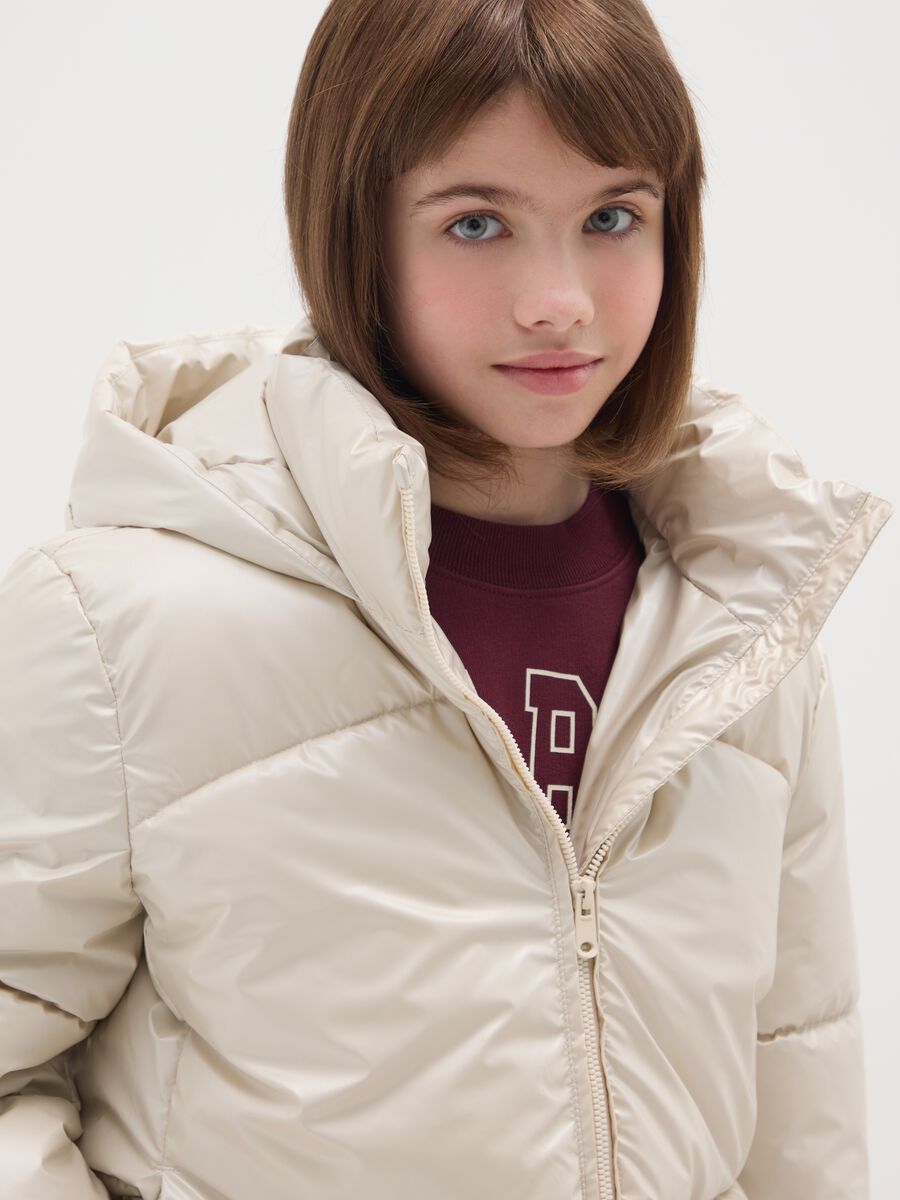 Giubbotto imbottito da ragazze beige regular fit con cappuccio_2
