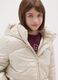 Regular fit beige padded jacket for girls with hood_2